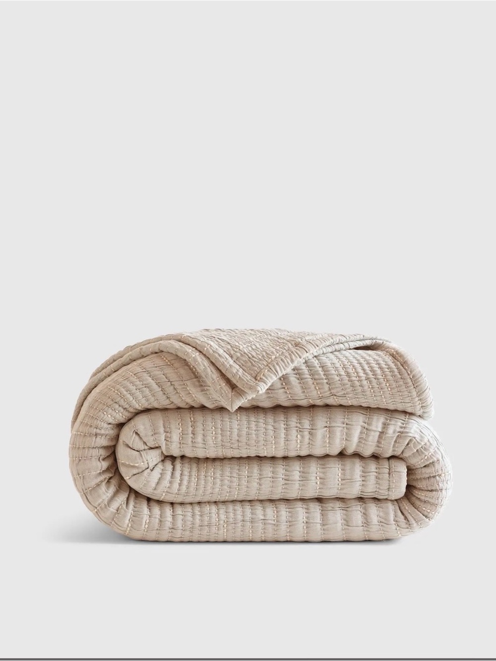 Quince Organic Cotton Channel Stitch Coverlet - King/Cali King - Sand